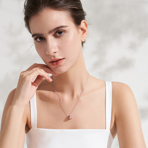 Tahiti Princess Style Pearl Pendant 18K Gold Edison Purple Freshwater Pearl Necklace 10 Points Moissanite + 925 Silver Chain Purple Edison 12-13mm