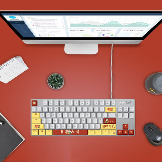 罗技（Logitech） K845有线游戏键盘 机械办公键盘 104键DIY键帽电竞键盘吃鸡键盘 小刘鸭联名节日礼物 【K835小刘鸭系列】 白色 TTC红轴