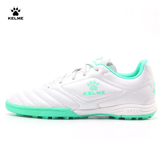 KELME Football Shoes Men's Youth Competition TF Broken Spike Sneakers Students Breathable Anti-Slip Sneakers White/Fresh Green 33