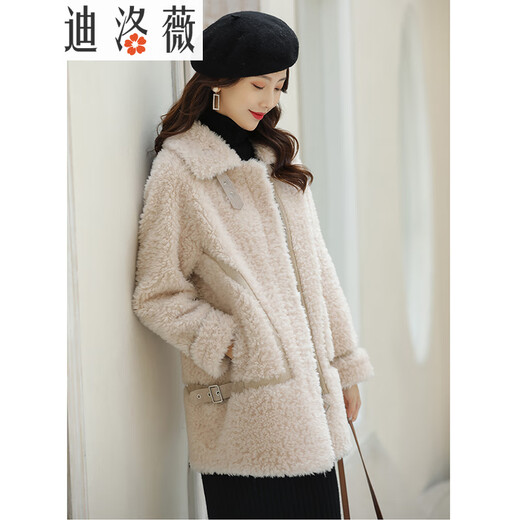 
Dilovie Parke women's clothing 100% wool pellet sheep shear coat overcoat women's mid-length winter new Korean version Forest Green S (90-115Jin [Jin equals 0.5 kg])