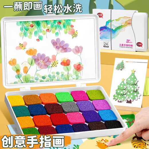 Peinture de doigt de couleur inverse pigment avec une plaque d'impression à empreinte à main multi-couleurs
