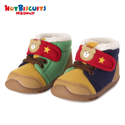 MIKIHOUSE Toddler Cotton Shoes Autumn and Winter Binns Bear Lined Velvet Warm Toddler Shoes Upturned Toe Comfortable HOTBISCUITS Multicolor 13 (Suitable for feet 12.5cm long)