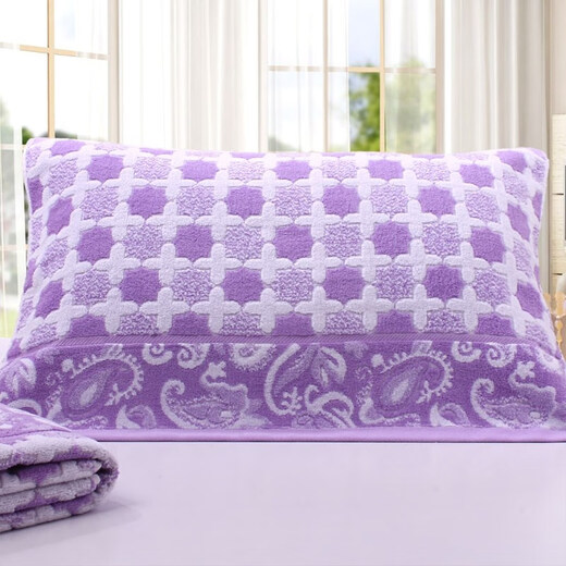 卟橡老上海枕巾老式枕巾加厚加大一对装柔软卡通不掉色 十字花咖色[一对装] 50*73cm