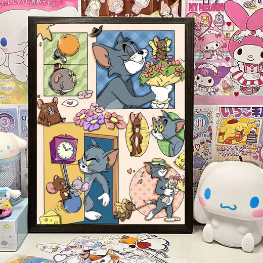 Taoli Shijia cartoon anime strawberry bear 1000 pieces wooden puzzle adult healing chinchilla children educational toy gift Doraemon-M1381 500 pieces jigsaw puzzle gift box + solid wood photo frame