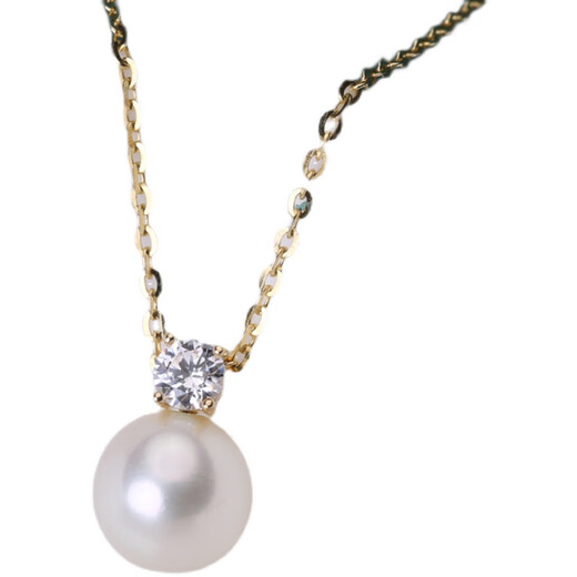 Baozha DIY accessories G18K gold with single diamond fashion princess style pendant necklace pendant AU750 pearl empty support accessories gold with zircon does not include chain and beads