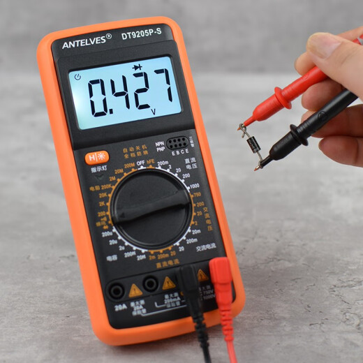 ANTELVES 新款DT9205A高精度数显万用表数字多功能家用防烧电工维修电容表 DT9205P-S+1组7号电池