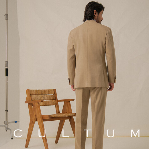 CULTUM cavalry twill heavy autumn Italian single-breasted suit suit men's business casual easy-care formal two-piece suit matt brown single suit 180A /52A