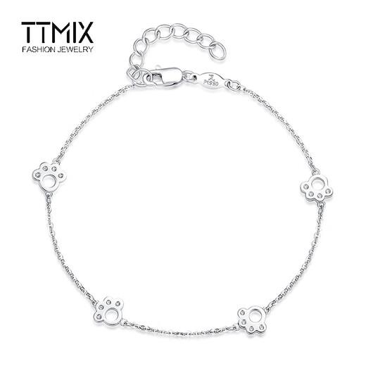 TTMIX cute cat claw platinum bracelet sweet pt950 platinum bracelet birthday gift for girlfriend 3.9-4.1g 16+3cm