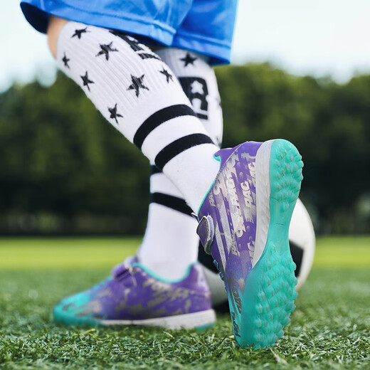 FEELACES儿童足球鞋碎钉男女专用猎鹰梅西学生训练鞋儿童tf人造草地球鞋 6195薄荷绿碎钉 36【球袜+球包+护板】