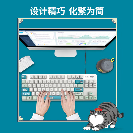 Logitech K835 Mechanical Keyboard Wired Keyboard Gaming Office Keyboard 84 Keys Black TTC Switch Red Switch-Whuhuangwansleep Chinese Style Series