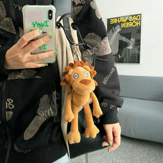 Él niang Little Dinosaur Plush Keychain colgante Bolsa de la escuela de la escuela mochila mochila mochila linda y macho Tyrannosaurus rex - Gray