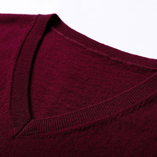 恒源祥100%羊毛背心男V领保暖上衣秋冬新款中年男士商务休闲鸡心领马甲 藏青 L 175