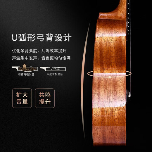 兰可（Lankro）N1单板尤克里里23英寸成人儿童初学者26英寸乌克丽丽小吉他乐器 23英寸-全桃原木色-单板