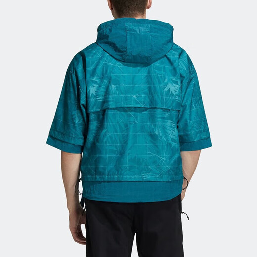 阿迪达斯（adidas）卫衣男装连帽防风外套透气休闲运动服半拉链套头衫 HE9928水鸭绿  L