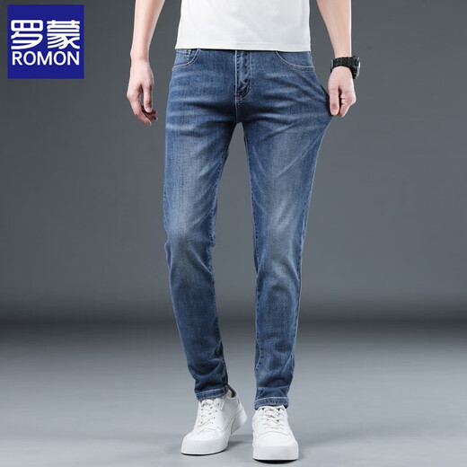 Lomon Jeans Summer de verano Nuevo estilo para hombres Slim Business STRING STRING Men's Light Color 1048 Light Blue regular 28