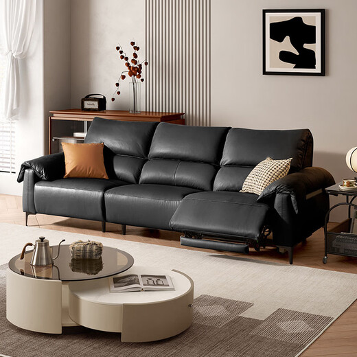 Gu Jia Home (Kuka) [Cloud-Serie] Italienische Null-Wand-Rücken-Sofa Wohnzimmer 6212 Phantom Black 3-Person Links Elektro