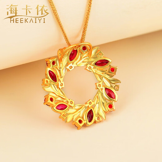 Haikai Necklace Women's Pigeon Blood Ruby Necklace Luxury Jewelry Valentine's Day Birthday Gift for Wife Pigeon Blood Ruby Necklace (1.1CT/Selected Flawless)