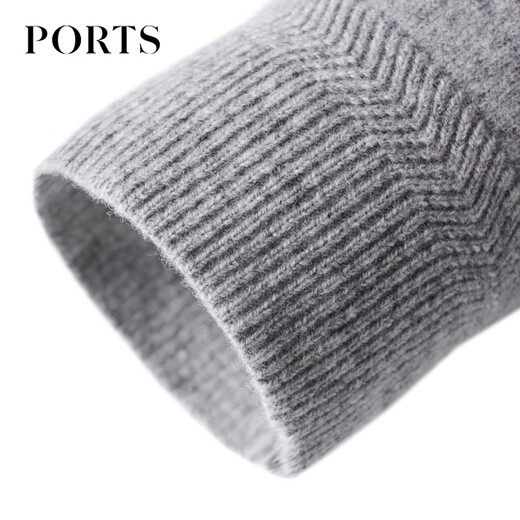 PORTS men's early autumn casual warm lapel sweater ML9K023KKW003 GRAY M