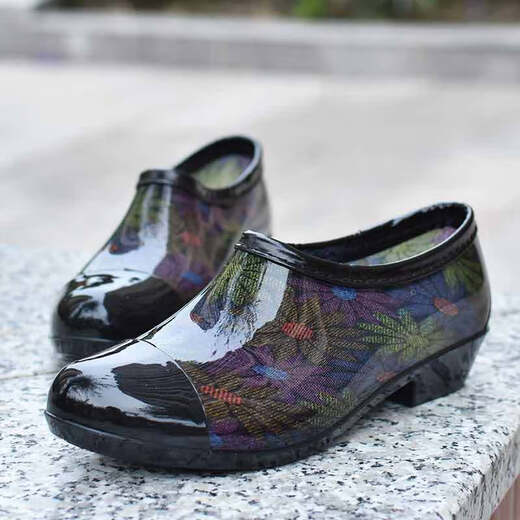 傲列低帮厨房工作雨鞋女水鞋浅口雨靴春夏低筒防滑洗车防滑胶雨鞋 黄纹色 38