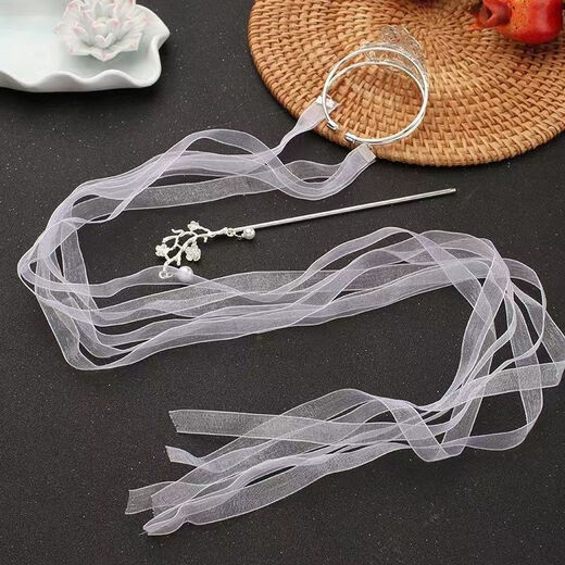 Meng Junchen, ancient style Hanfu hair crown, hair crown, crown headband, ancient style film and television style crown, unisex, white ribbon hair crown + hairpin