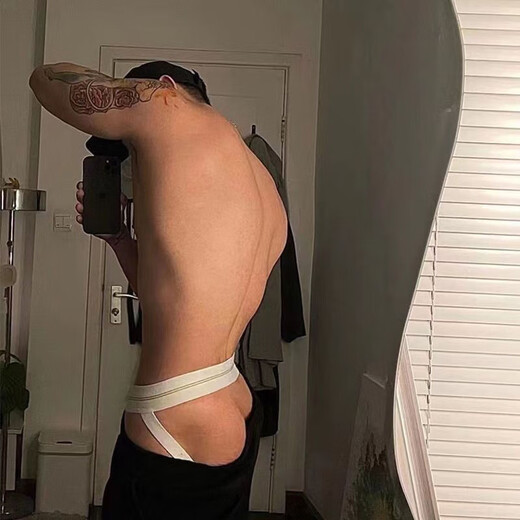 ORLVS low-waist men's double thong buttocks sexy modal hollow underwear male college student seamless thong white L