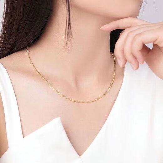 Yingtang Old Phoenix Gold Store model 999 gold-plated silver water wave necklace women's silver personalized bead chain clavicle chain gold-plated silver-proof water wave chain 60 cm about 8 grams Lao Fengxiang's same style