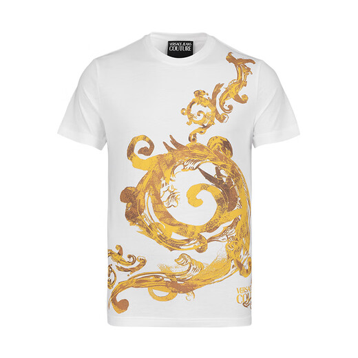 Versace Jeans Couture Роскошная мужская одежда Versace Men's Men's Men's Simple Cround Sheam футболка с коротким рукавом 11979 Подарок белый l