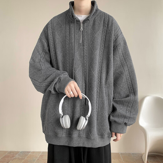 OEMG美式复古条纹卫衣男24春秋季新款潮牌连帽套头上衣服帽衫青年外套 DSD232-WY829红色 2XL [建议140-160斤]