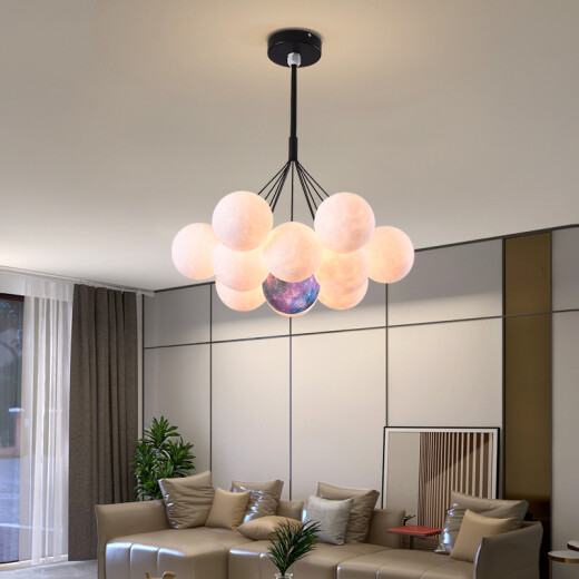 Grand View Garden (DGY) Simple Living Room Chandelier Creative Bedroom Light Moon Bubble Hanging Line Light Cartoon Planet Chandelier Zhongshan Lamp 001O 9734 Black 13-head Three Color Ball 12cm