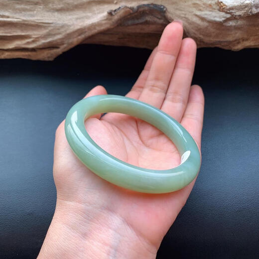 Moyun style Xinjiang Qiemo natural Hetian jade bracelet Molandi color blue and white jade large circle bracelet No. 9276 circle mouth 59