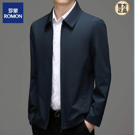 罗蒙（ROMON）【棉质面料】品质中老年爸爸秋装外套男士翻领夹克衫春秋季上衣 AL-K2122卡其 M 17060斤到90斤