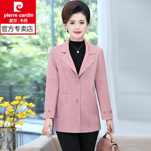 Pierre Cardin 2025 Nouvelle veste de costume de mère d'âge moyen pour les femmes Spring and Automne Short Thin 40 ans 50 d'âge moyen et de printemps âgés du printemps 983-rose 4xl recommandé 135-145jin [Jin est égal à 0,5 kg]
