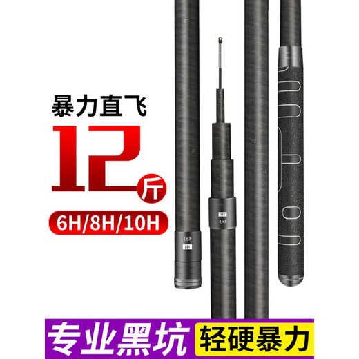 Varilla de pesca de pozo negro Super duro 19 Coda de mano ajustable Flying Black Stick Black Object Barn 6H8H10H Coda de pesca Rofi, Cuerpo de carpa plateada 6196m