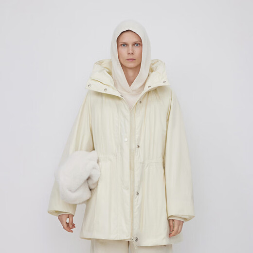Moins de veste de canard blanc d'hiver pour les femmes chaudes décontractées en vrac en vrac à la veste vers le bas en milieu de longueur 2NAC12610 123 / lait blanc l