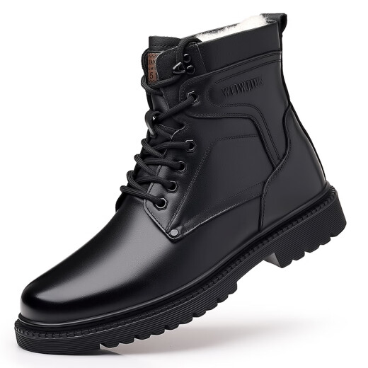 Región occidental Zapatos de lana de oveja para hombres para hombres Camel Cuerpo genuino Pure Cowhide Cody Shoes de cuero Invierno calientes más vellones de mediana edad botas de nieve de nieve Martin Boots 3519 [Sole de lana negra] 39