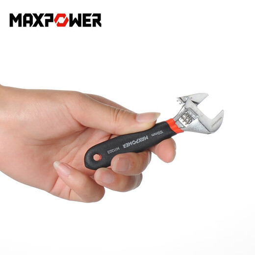 Llave móvil de potencia máxima Mango de placa móvil multifunción Mango de plástico Anti-Slip Llave para el hogar Llave de apertura móvil 4 pulgadas (abertura 15 mm) M11303