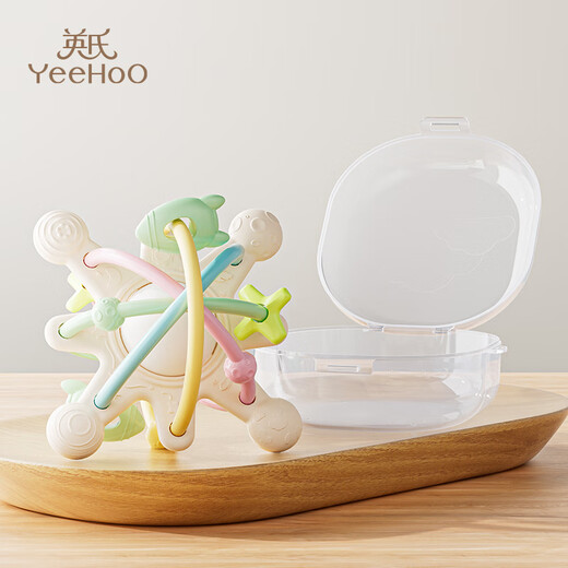 Yourentang Ying's Manhattan hand ball baby silicone teether molar stick baby chew toy anti-eating hand bite artifact silicone Manhattan rattle comfort teether dust-proof