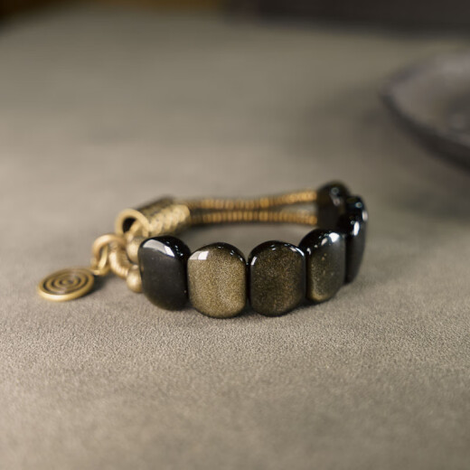 
MOLC Obsidian Bracelet for Men and Women Cat Eye Double Layer Bracelet Retro Trendy Birthday 520 Valentine's Day Gift for Boyfriend S1429 Obsidian Bracelet [SF Express Direct Mail]