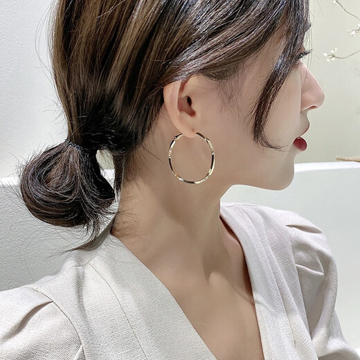 Idel Hong Kong Style Earrings Fashion Earrings Korean Temperament Internet Celebrity Circle Personality Simple Cold Style Women 2025 Fashion Earrings Golden Korean Style E0016