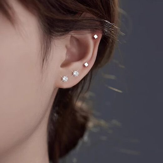 Miao Xiu Pure Silver Earrings Women's Ear Sticks for Ear Piercing Ear Sticks Pure Silver Earrings Silver Needles Sleeping Washable Earrings for Girls Birthday Gifts Light Pearl Earrings 3mm-H0908