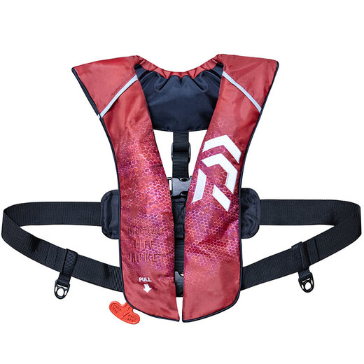 DAIWA 23 new inflatable buoyancy vest/waist bag, automatic inflatable portable life jacket, Luya fishing clothing, black rice color-vest style, one size fits all