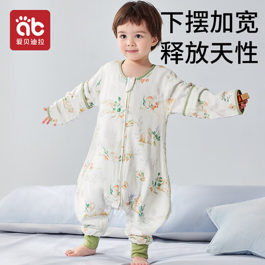 Aibedira baby sleeping bag in summer children's front 4 back 2 bamboo cotton antibacterial gauze spread legs baby anti-kick quilt children's pajamas M size