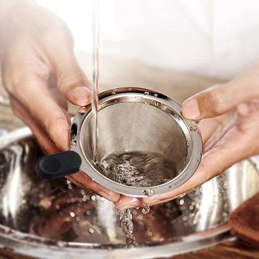 Hero Stainless Steel Filter Cup Set Portable Drip Hand-pour Filter Cup Encrypted Double-layer Filter Portable Stainless Steel Filter with Base - Silver