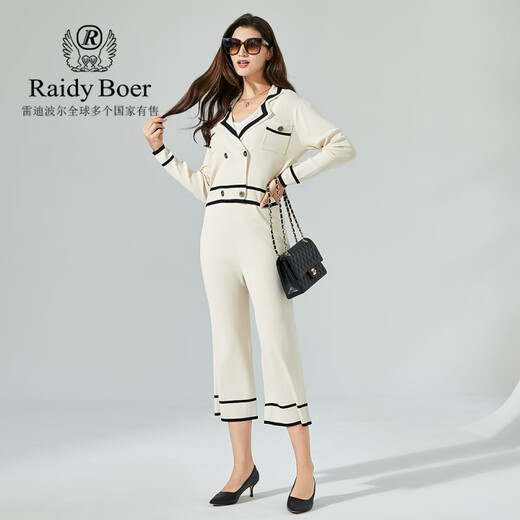 雷迪波尔（Raidy Boer） 秋季新款OL都市风休闲女士套装5009+3010 黑色 L