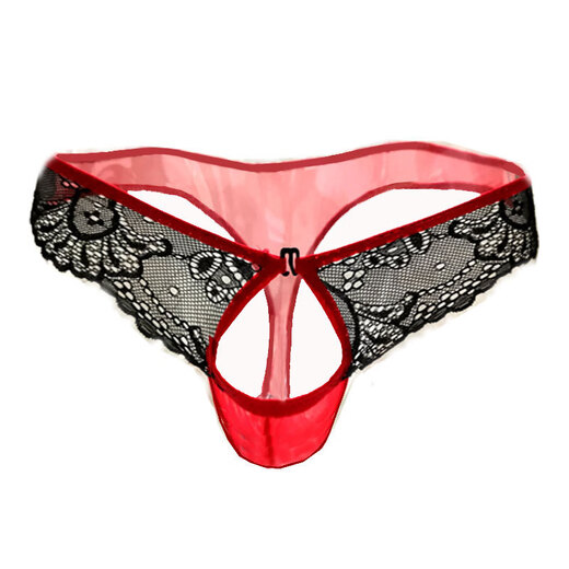 Jiyu underwear, sexy and passionate, open crotch, no need to take off, thong, exposed egg, physiological penis, men's underwear, fully see-through, black men, small size M