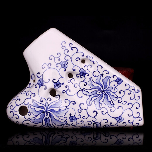 Feng Ya Ocarina tiré à la main à trois tubes Mido C ovale, AC à trois tubes au niveau de la performance, large gamme, bleu à trois tubes et blanc [ouverture avant]