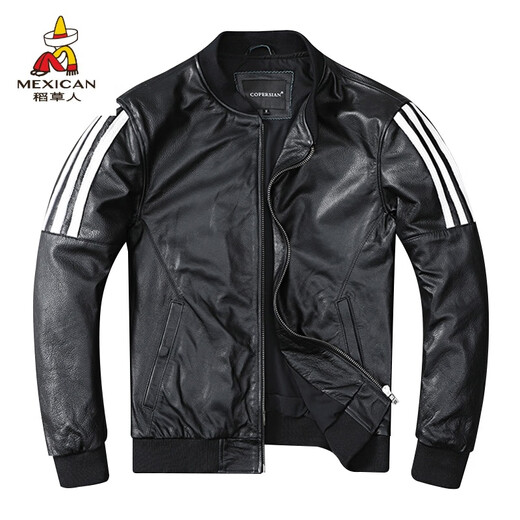 
Scarecrow genuine leather leather jacket men's head layer cowhide casual baseball uniform pure leather jacket youth large size thin spring and autumn jacket black top layer cowhide 4XL