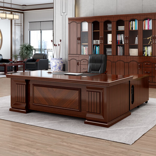 KESENGE office boss desk president desk simple modern boss desk new Chinese style desk supervisor desk office desk and chair combination 2.2 meters table + double side cabinets