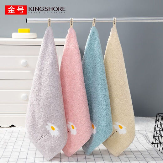 KING SHORE 3-pack square towel, pure cotton, hanging hand and face towel, children's square absorbent hand towel, square towel 6K121, 3 pieces, one each in blue, green and gray