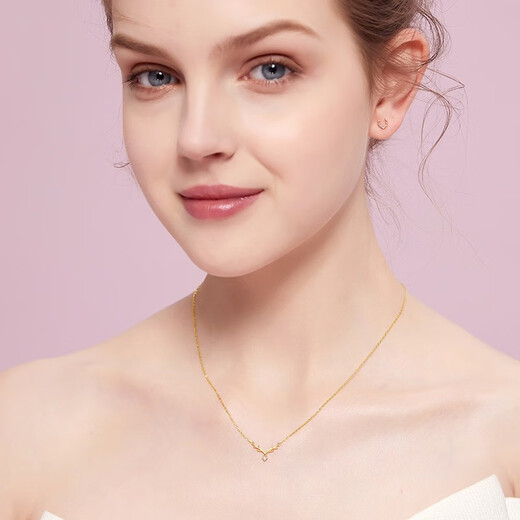 MISS ROSE Valentine's Day gift for girlfriend 18K gold necklace for women Yulu with you necklace diamond pendant gold necklace for women 18K all the way with you